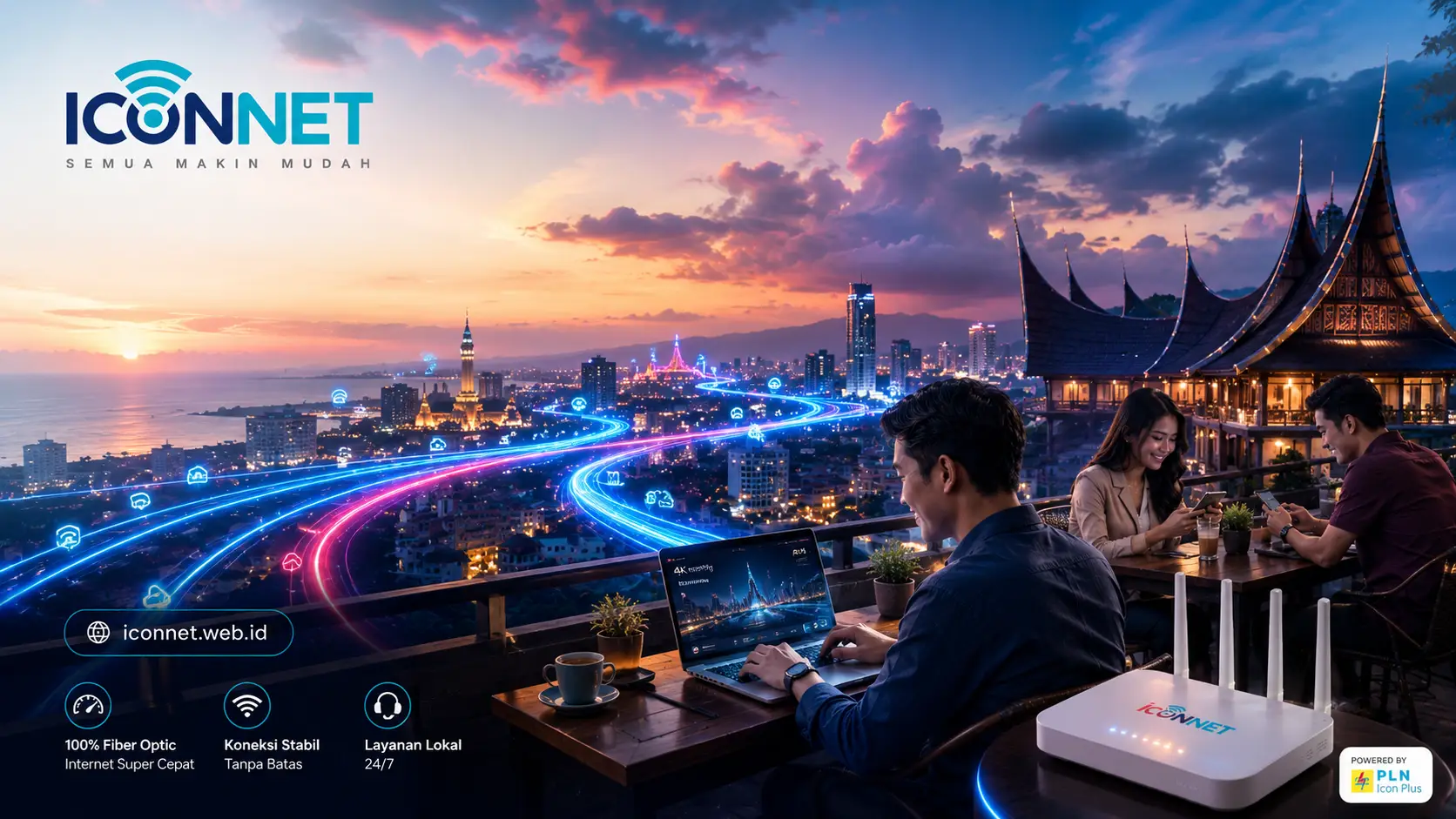 Paket internet fiber optic ICONNET di Padang dengan koneksi cepat dan stabil