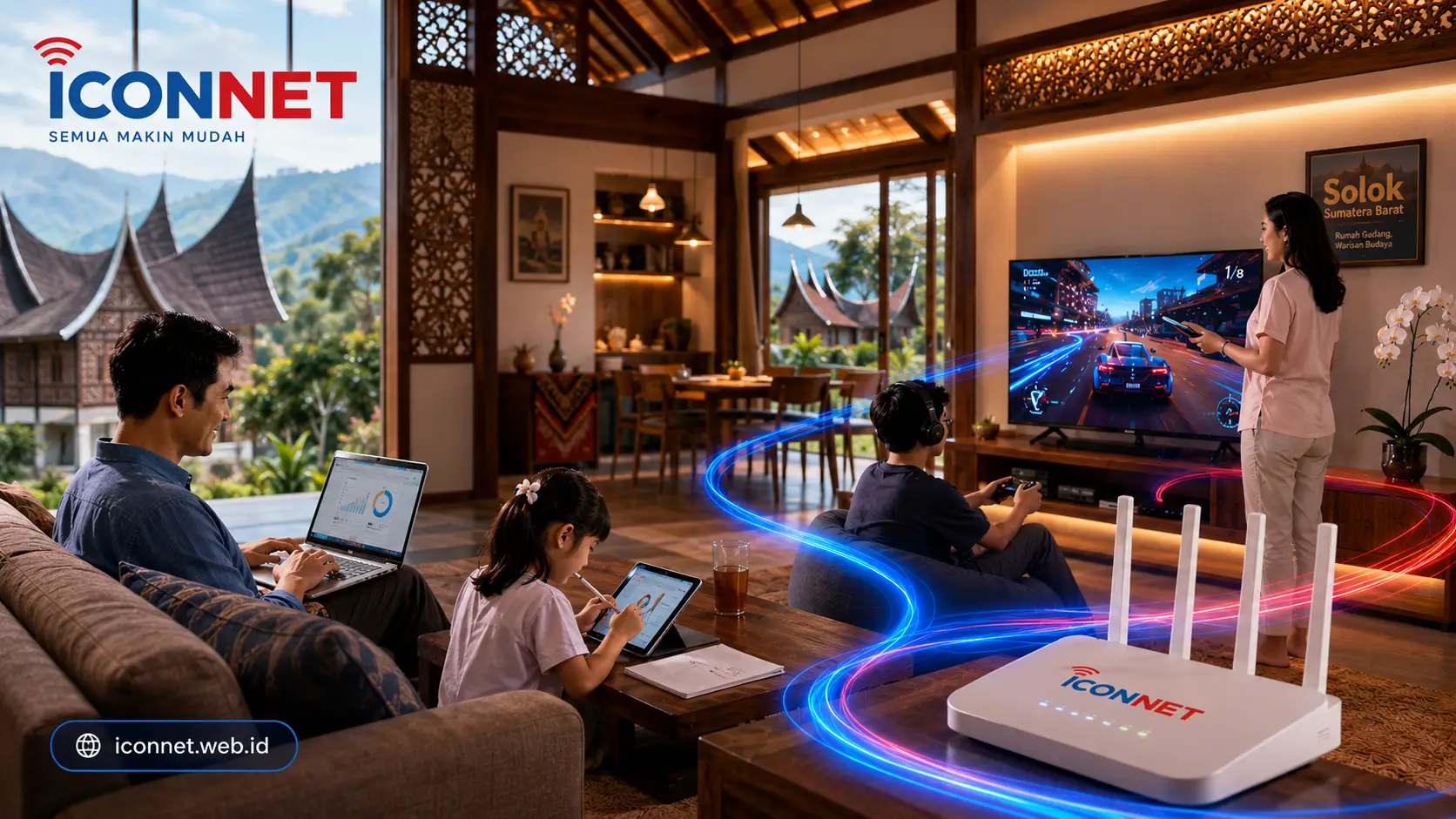 Paket internet fiber optic ICONNET di Solok dengan koneksi cepat dan stabil untuk rumah